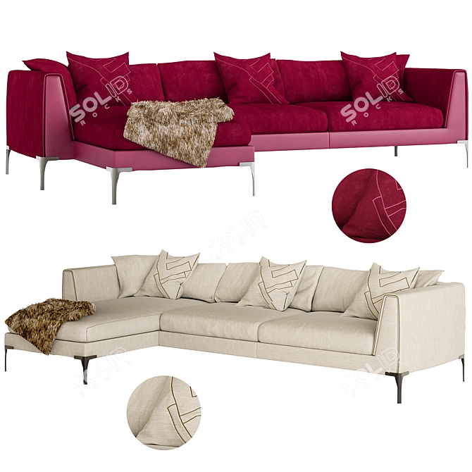 Luxurious Fendi Myhome L-Sofa 3D model image 7