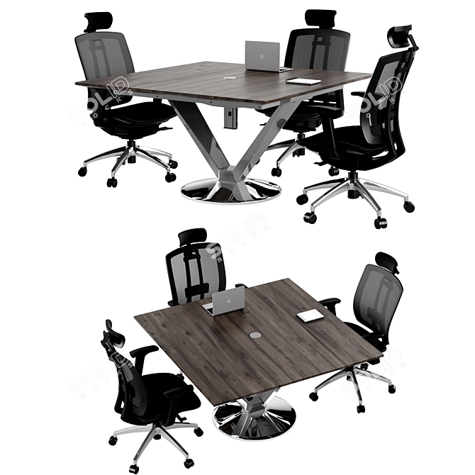 Elegant Conference Table Set 3D model image 1