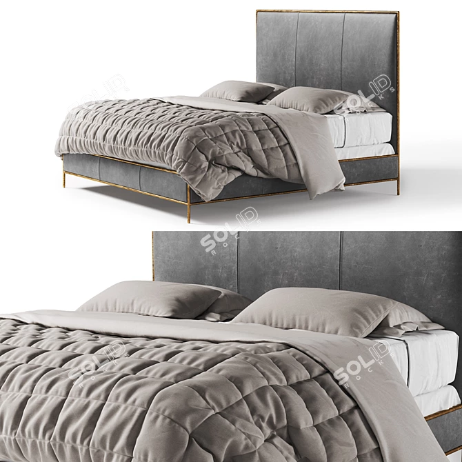 Rustic Elegance: Thaddeus Leather Bed 3D model image 1