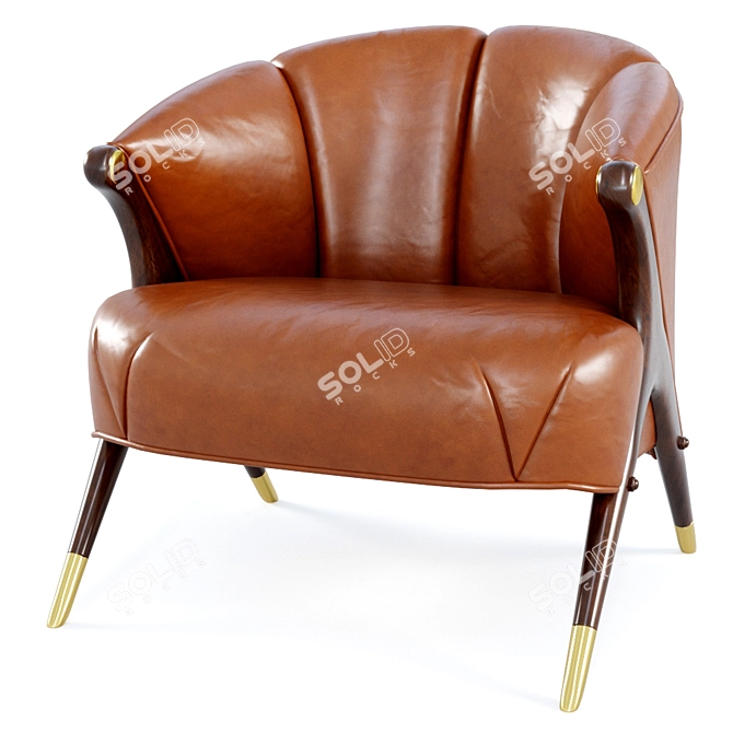 Mid-Century Modern Karpen Lounge Chair - Cognac Leather 3D model image 1