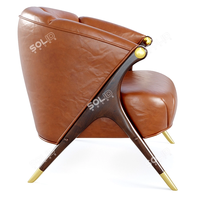 Mid-Century Modern Karpen Lounge Chair - Cognac Leather 3D model image 2
