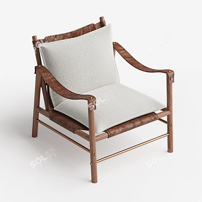 Luxury Leather Accent Chair with Brass Accents 3D model image 4