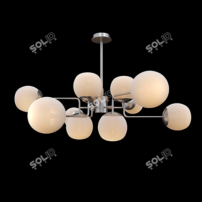 Maytoni Erich 12-Light Chandelier in Nickel with White Glass Shades 3D model image 1