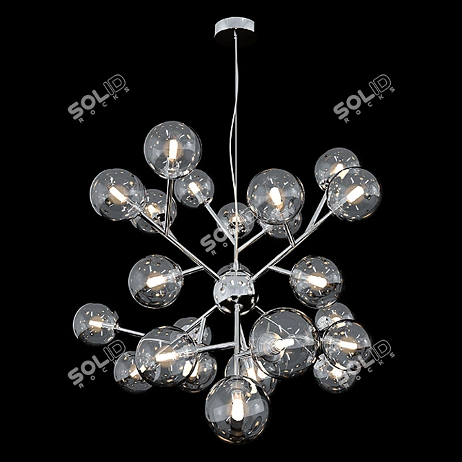 Dallas Chrome Pendant Lamp with Smoky Glass Shades 3D model image 1