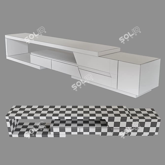Modern Extendable TV Stand - 78.7"-98.4" Wide 3D model image 2