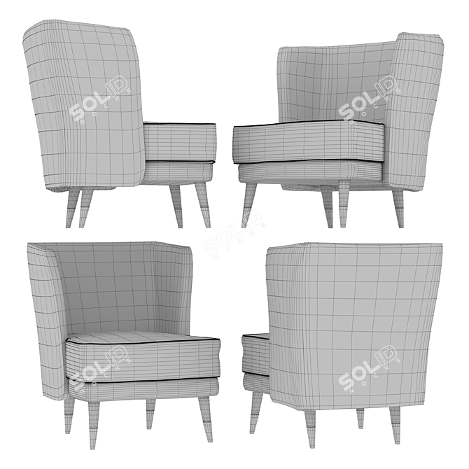 Floral Print Deco Armchair 3D model image 2