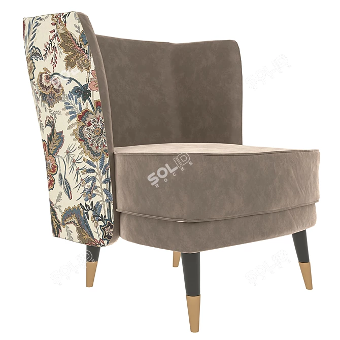 Floral Print Deco Armchair 3D model image 7