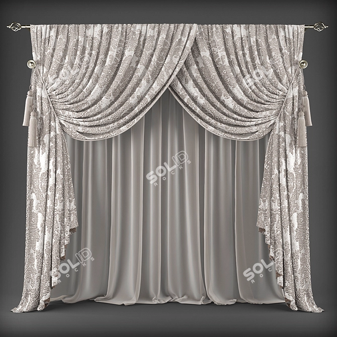 Elegant Sheer Window Curtains 3D model image 1