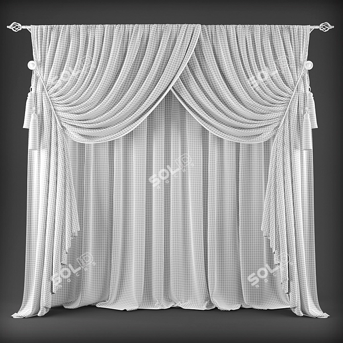 Elegant Sheer Window Curtains 3D model image 2