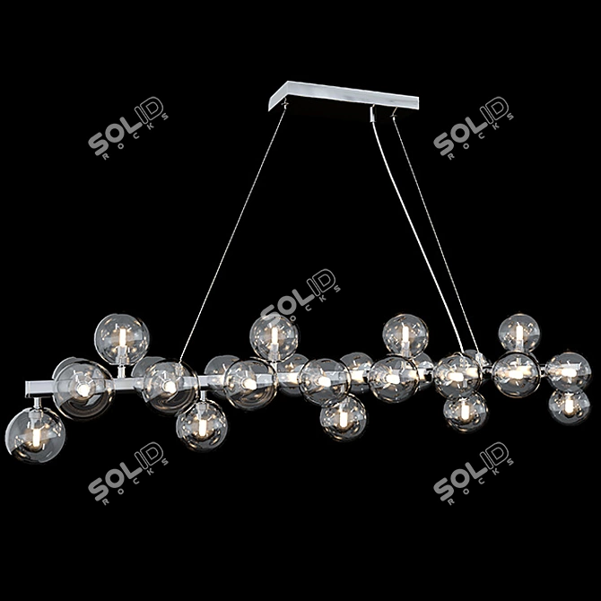 Modern Chrome Pendant Lamp with Smoky Glass Shade 3D model image 1