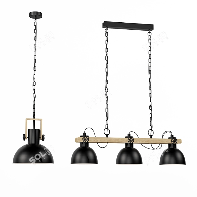 EGLO Lubenham Modern Pendant Lighting Set 3D model image 1