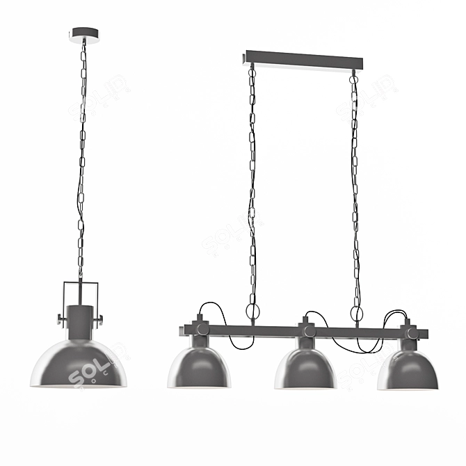 EGLO Lubenham Modern Pendant Lighting Set 3D model image 2