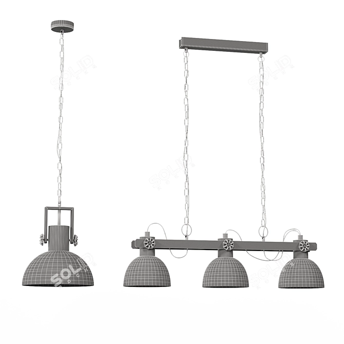 EGLO Lubenham Modern Pendant Lighting Set 3D model image 3