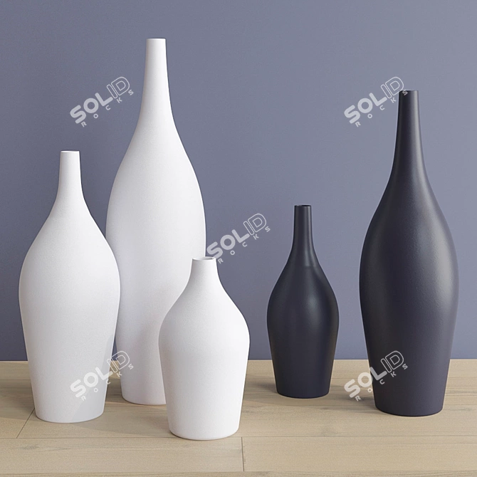 Contemporary European Vase Set 3D model image 1