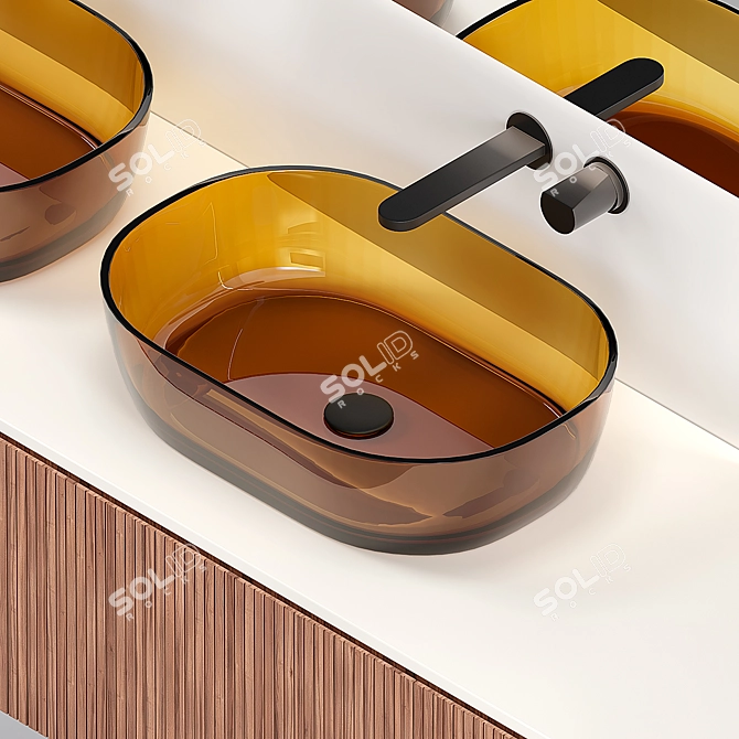 Antonio Lupi Binario 12: Elegant Oak Vanity with Senso Sink & Indigo Faucet 3D model image 2