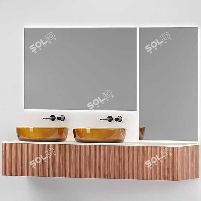 Antonio Lupi Binario 12: Elegant Oak Vanity with Senso Sink & Indigo Faucet 3D model image 3