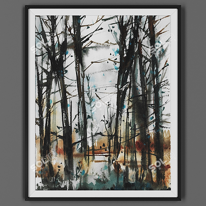 Elegant Black Framed Art 3D model image 1