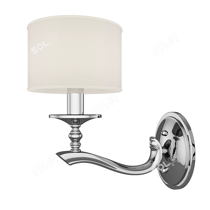 Modern Chrome Wall Sconce with White Silk Shade 3D model image 1