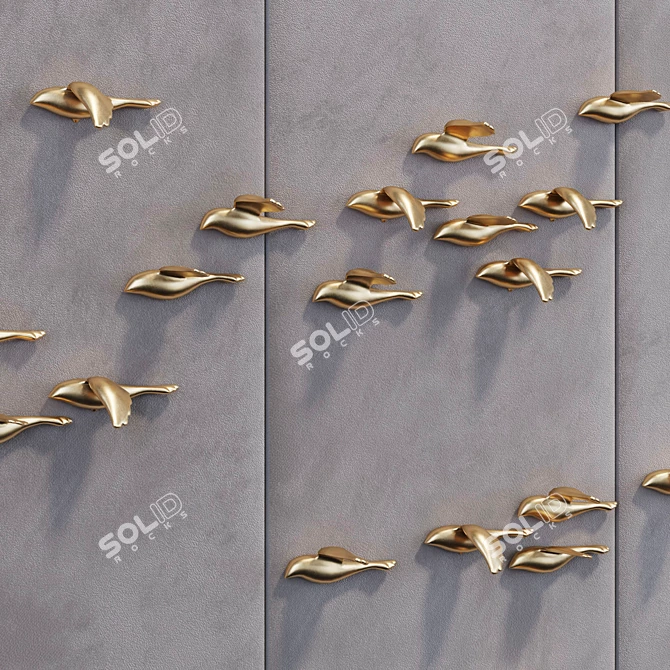 Golden Birds Decorative Panel 3D model image 2