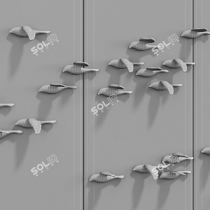 Golden Birds Decorative Panel 3D model image 4