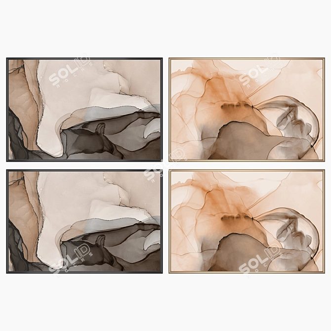 Modern Wall Art Set with Multiple Frames 3D model image 2