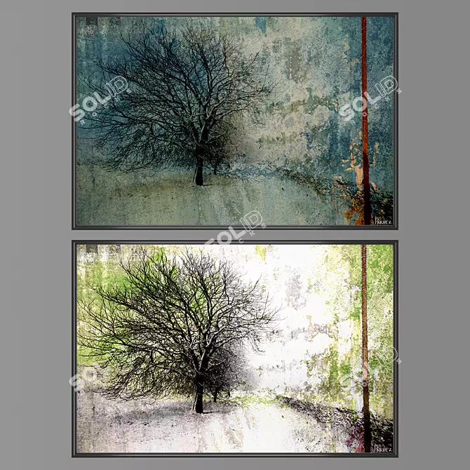 Title: 2-Piece Wall Art Set with Multiple Frames 3D model image 1