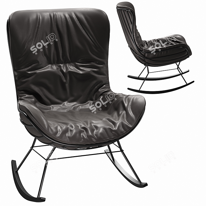 Leyasol Rocking Wingback Chair: Elegant Comfort in Motion 3D model image 2