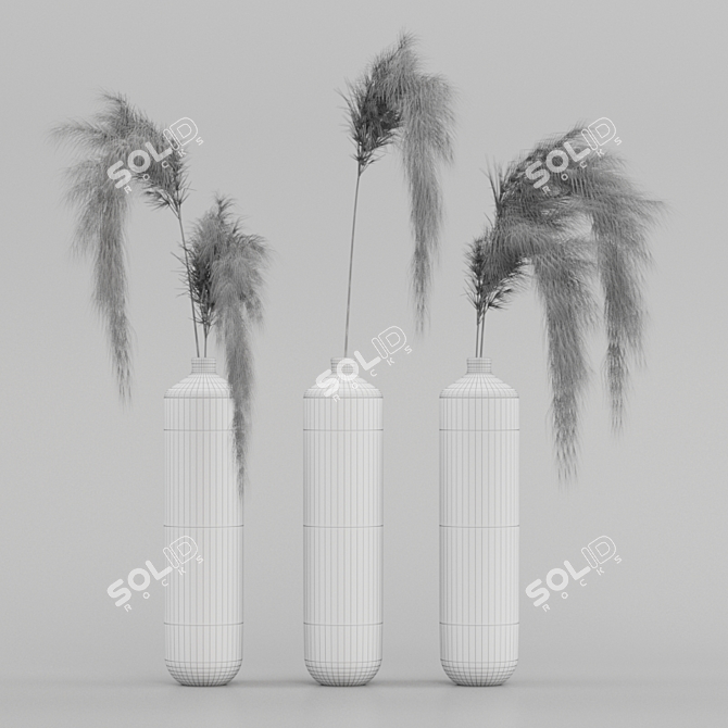 Pampas Blooms: Decorative Flower Set 3D model image 3