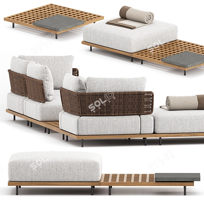 Quadrado Outdoor Sofa: Sleek and Stylish by Minotti 3D model image 4