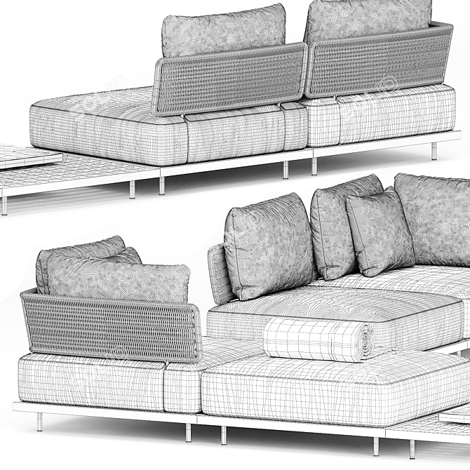 Quadrado Outdoor Sofa: Sleek and Stylish by Minotti 3D model image 5