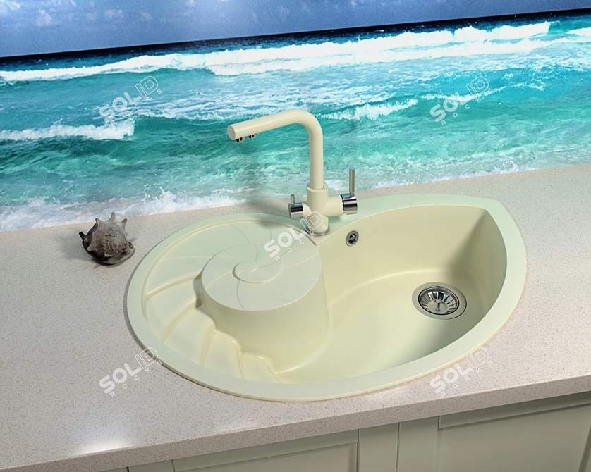 Florentina Nautilus: Creative Sea Shell Sink 3D model image 1