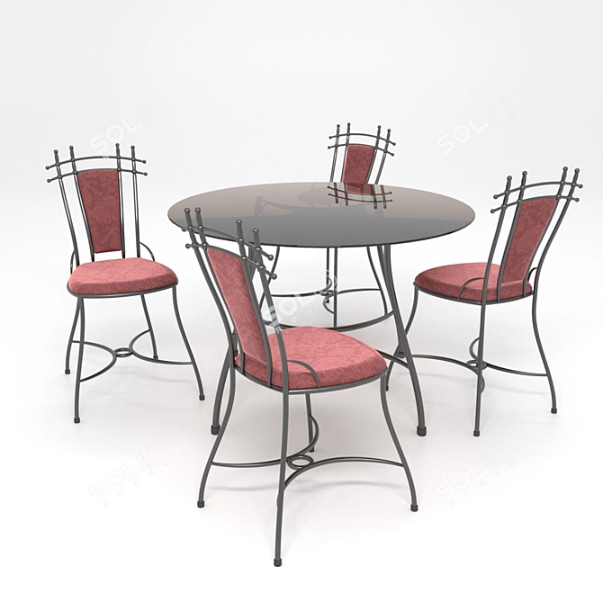 PBR-Optimized Table and Chairs 3D model image 1