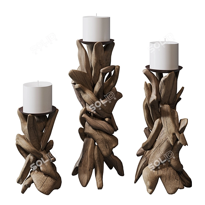 Eco-Style Candle Holders | Set of 3 3D model image 1