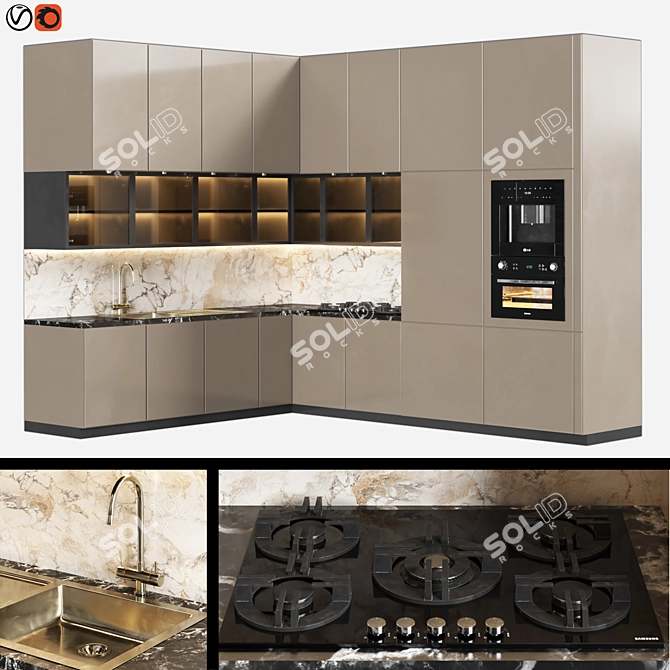 2015 Kitchen008: Sleek and Versatile MM Units 3D model image 1