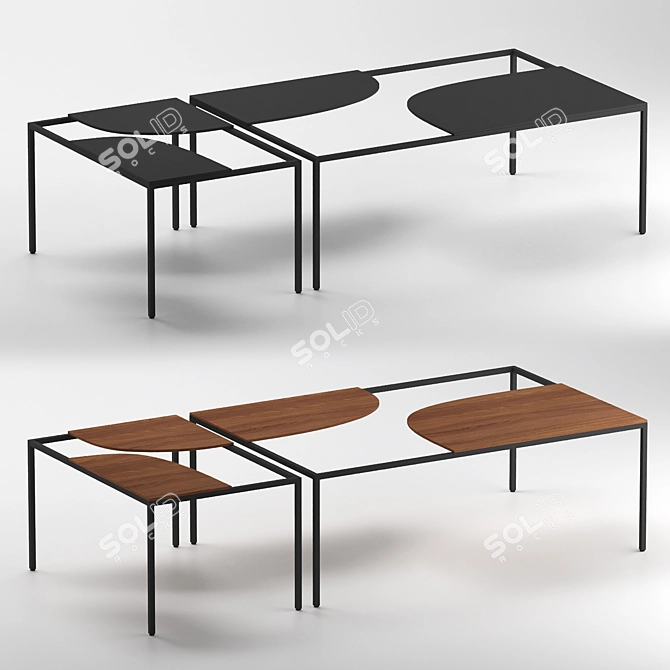 Elegant Rectangular Coffee Table 3D model image 1