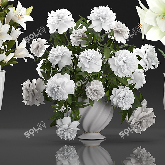 Elegant White Floral Bouquet 3D model image 3