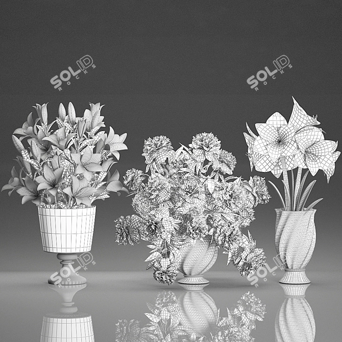 Elegant White Floral Bouquet 3D model image 5