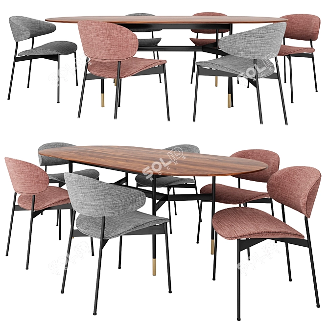 LUZ Chairs & HARRI Table: Sleek and Stylish Furniture Set 3D model image 1