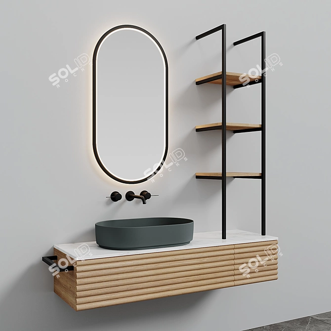 Sleek Oval Washbasin - Modern Elegance 3D model image 2