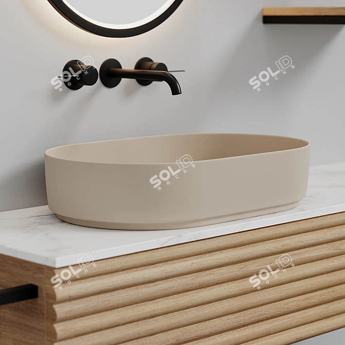 Sleek Oval Washbasin - Modern Elegance 3D model image 3