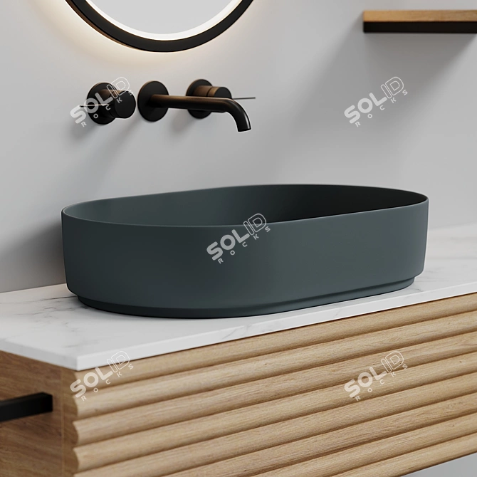 Sleek Oval Washbasin - Modern Elegance 3D model image 4