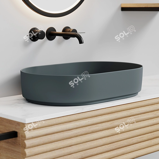 Sleek Oval Washbasin - Modern Elegance 3D model image 9