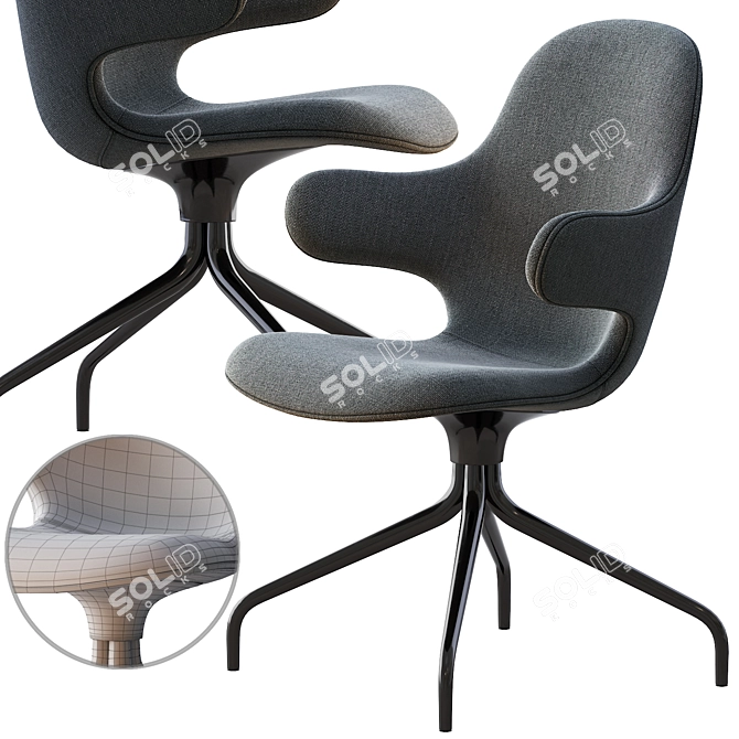 Sleek JH2 Aluminum Chair 3D model image 1