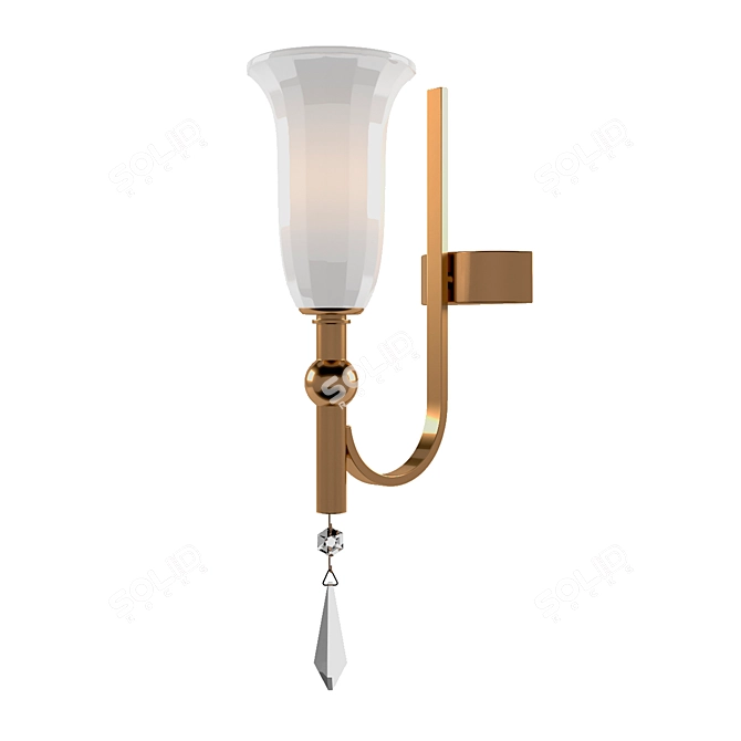 Elegant French Gold Crystal Wall Sconce 3D model image 1