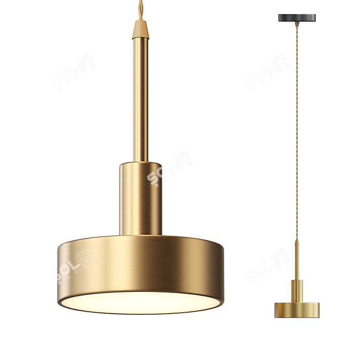 Elegant Brass LED Pendant 3D model image 1