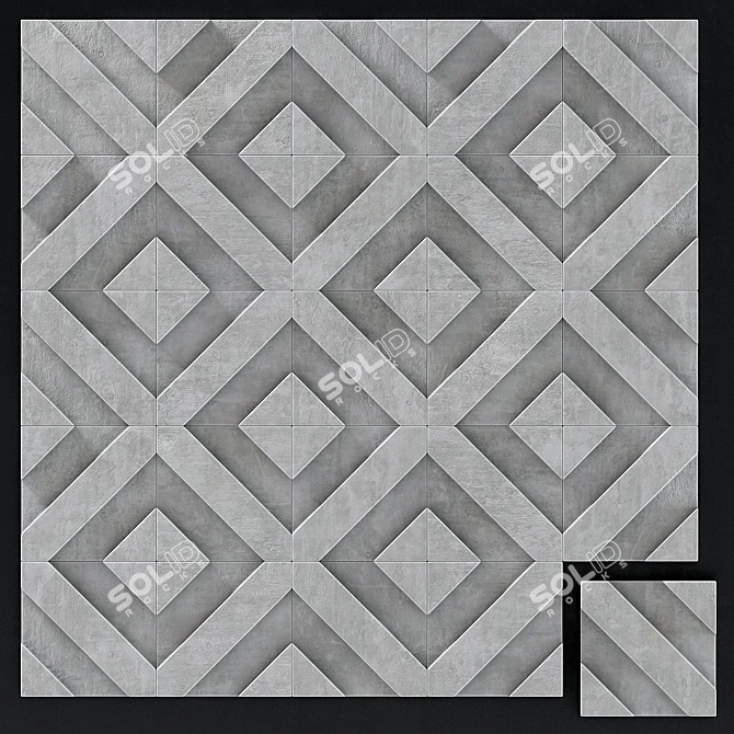 Modern Concrete Tile Wall Decor 3D model image 2