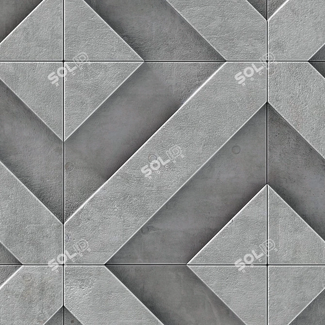 Modern Concrete Tile Wall Decor 3D model image 3