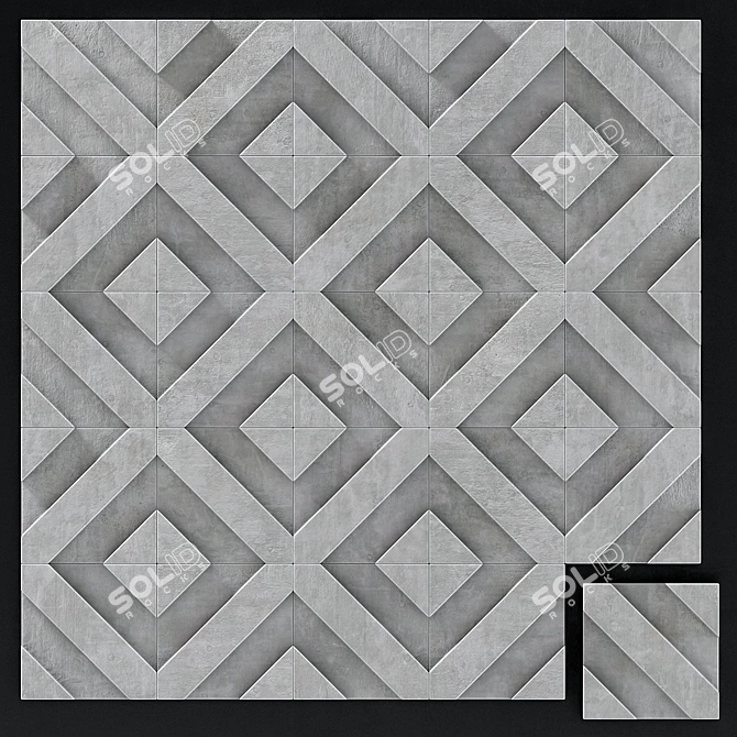 Modern Concrete Tile Wall Decor 3D model image 6