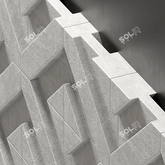 Modern Concrete Tile Wall Decor 3D model image 7