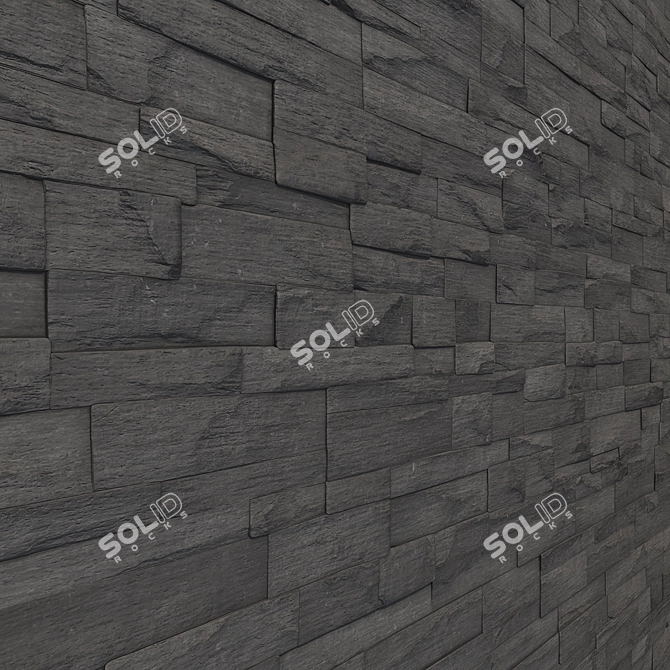 Black Stone Mosaic Wall Tile 3D model image 2